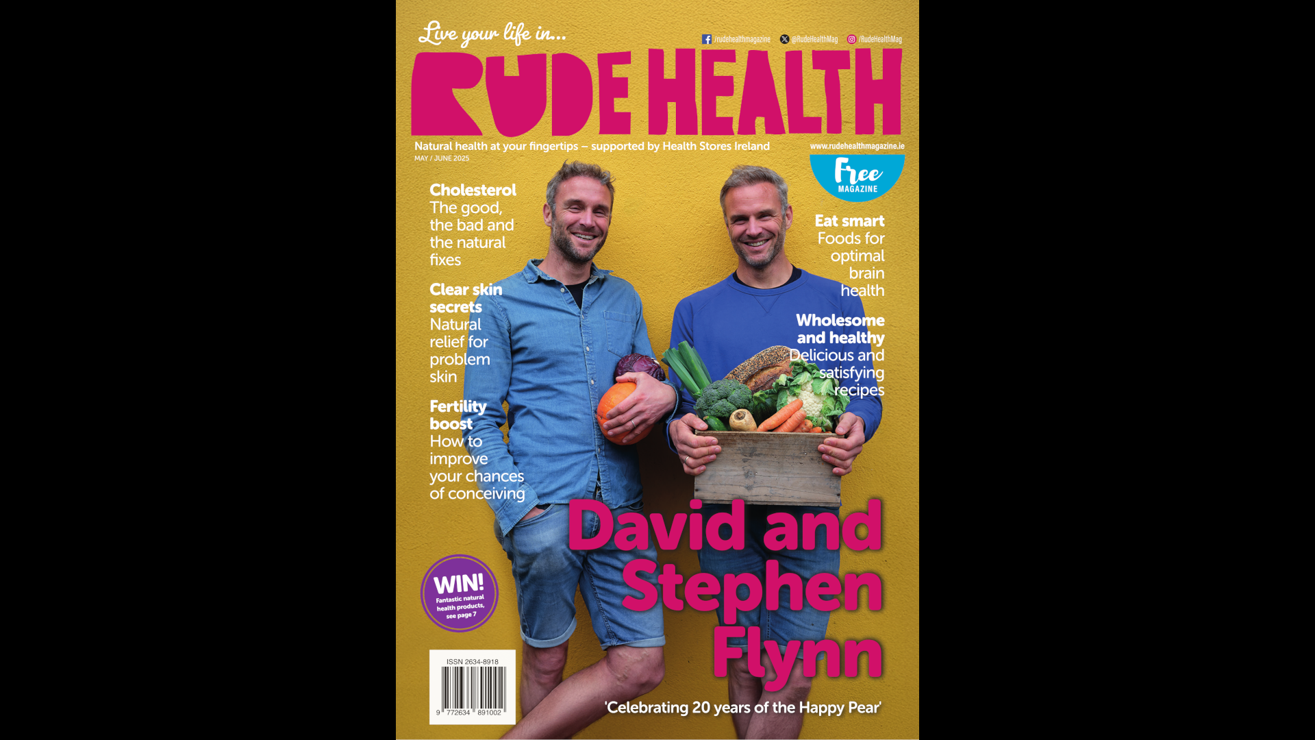 Rude Health Magazine cover with David and Stephen Flynn of The Happy Pear