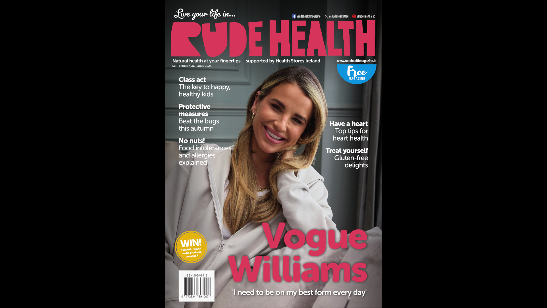 Vogue Williams Front Cover Rude Health Magazine